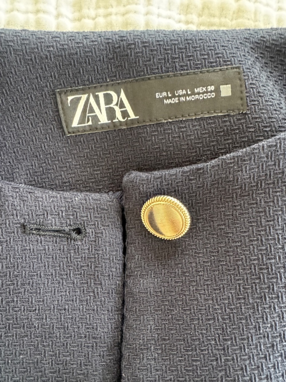 Zara Navy Cropped Gold-Button Blazer - Picture 2 of 4
